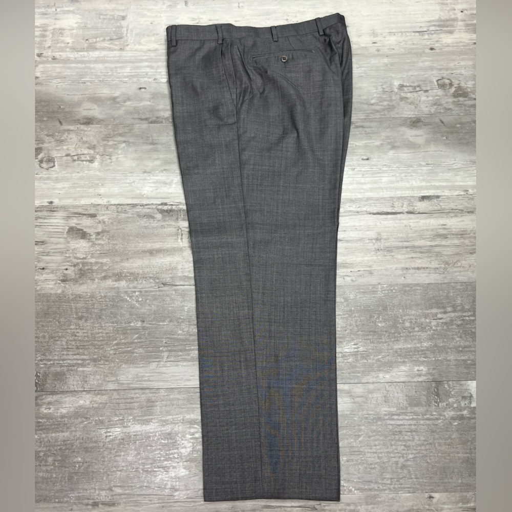 Zanella Solid Grey Sharkskin Devon Fit Dress Pant… - image 3